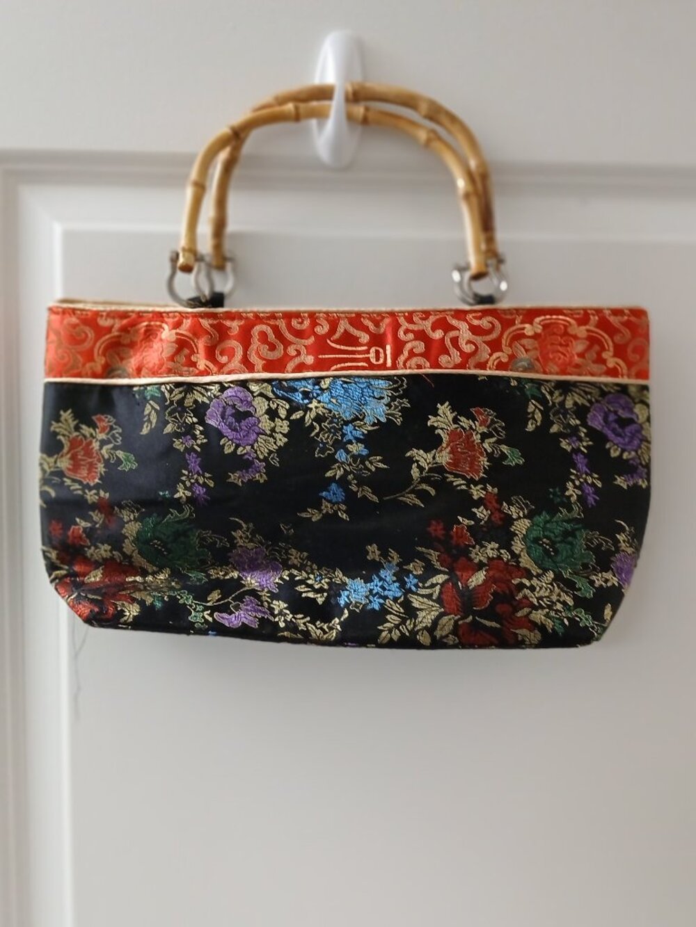 Women;s Vintage Style Asian Floral Fabric Brocade Purse